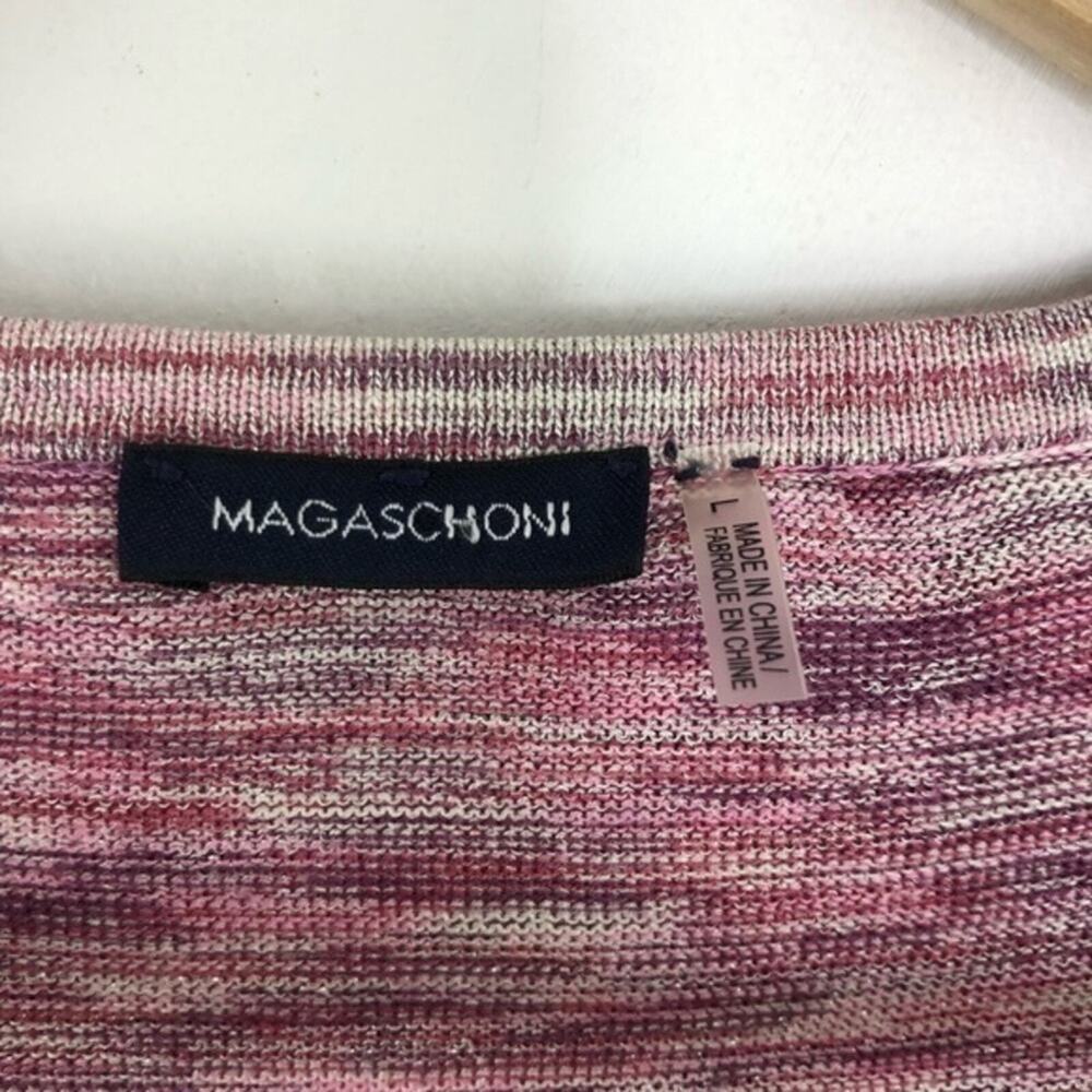 Magaschoni Silk Ruffle Metallic Cardigan Size Large - Picture 14 of 15